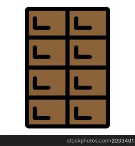 Chocolate bar icon. Outline chocolate bar vector icon color flat isolated. Chocolate bar icon color outline vector