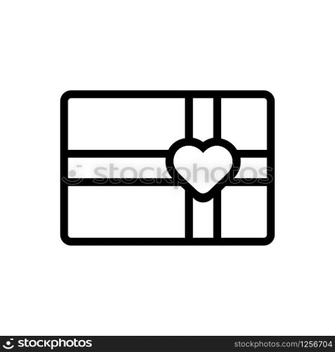 Chocolate box candy icon vector. Thin line sign. Isolated contour symbol illustration. Chocolate box candy icon vector. Isolated contour symbol illustration