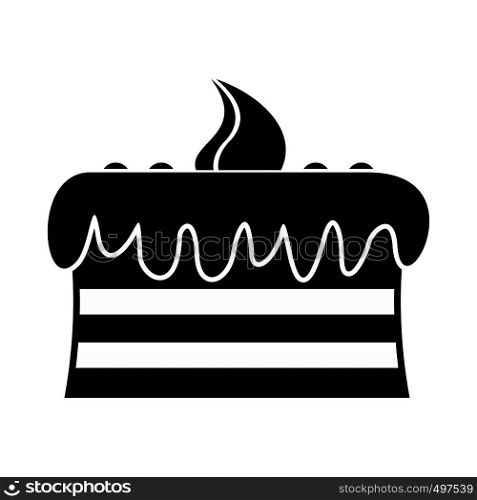 Chocolate cake icon. Black simple style isolated on white. Chocolate cake icon