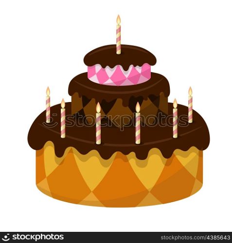 Chocolate cake with burning candles