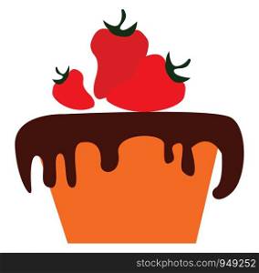 Chocolate cake with strawberries vector illustration