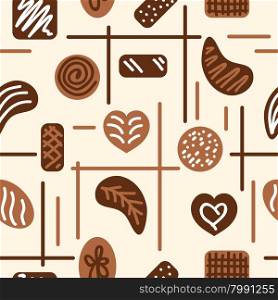 Chocolate candies. Vector seamless pattern