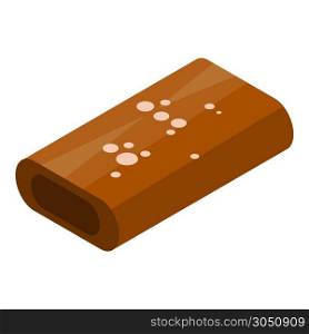 Chocolate candy bar icon. Isometric of chocolate candy bar vector icon for web design isolated on white background. Chocolate candy bar icon, isometric style