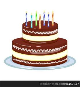 Chocolate cream cake icon cartoon vector. Happy birthday. Party food. Chocolate cream cake icon cartoon vector. Happy birthday