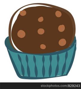 Chocolate cupcake, illustration, vector on white background.