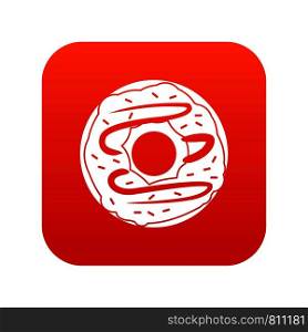 Chocolate donut icon digital red for any design isolated on white vector illustration. Chocolate donut icon digital red