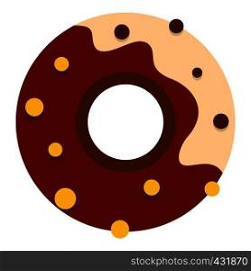 Chocolate donut icon flat isolated on white background vector illustration. Chocolate donut icon isolated