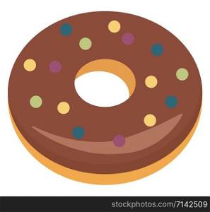 Chocolate donut, illustration, vector on white background.