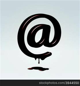 Chocolate dripping email symbol over light background