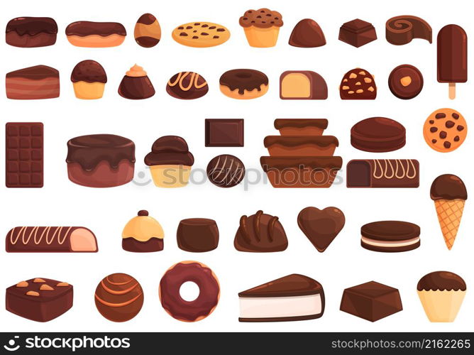 Chocolate festival icons set cartoon vector. Easter animal. Candy cake. Chocolate festival icons set cartoon vector. Easter animal