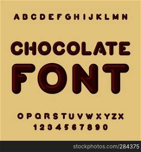 Chocolate font. Dessert ABC. Sweet alphabet. Brown letter. confection letterinng 