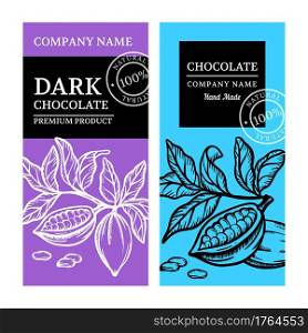 CHOCOLATE Handmade Cocoa Design Label Vector Illustration Set