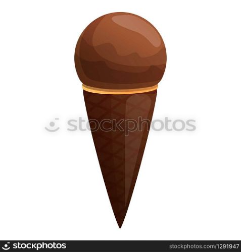 Chocolate ice cream icon. Cartoon of chocolate ice cream vector icon for web design isolated on white background. Chocolate ice cream icon, cartoon style