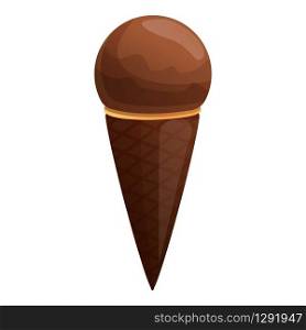 Chocolate ice cream icon. Cartoon of chocolate ice cream vector icon for web design isolated on white background. Chocolate ice cream icon, cartoon style