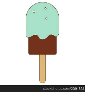 Chocolate ice cream popsicle on a stick. Isolated vector images.. Chocolate ice cream popsicle on a stick