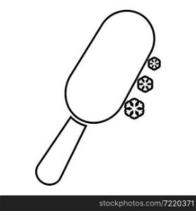 Chocolate ice on stick Eskimo confection contour outline icon black color vector illustration flat style simple image. Chocolate ice on stick Eskimo confection contour outline icon black color vector illustration flat style image