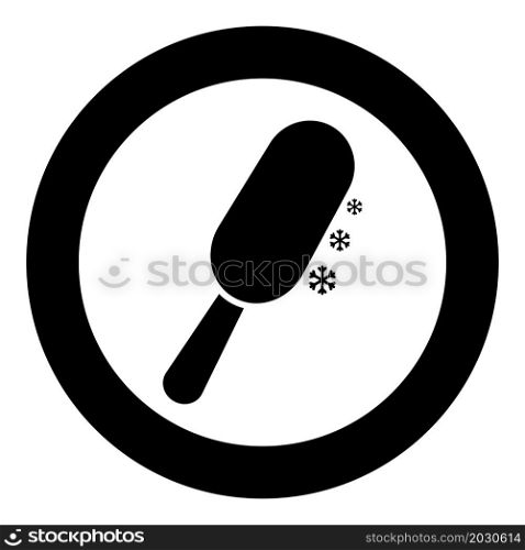 Chocolate ice on stick Eskimo confection icon in circle round black color vector illustration image solid outline style simple. Chocolate ice on stick Eskimo confection icon in circle round black color vector illustration image solid outline style