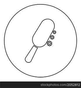 Chocolate ice on stick Eskimo confection icon in circle round black color vector illustration image outline contour line thin style simple. Chocolate ice on stick Eskimo confection icon in circle round black color vector illustration image outline contour line thin style