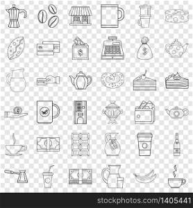 Chocolate icons set. Outline style of 36 chocolate vector icons for web for any design. Chocolate icons set, outline style
