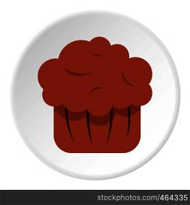 Chocolate muffin icon in flat circle isolated vector illustration for web. Chocolate muffin icon circle
