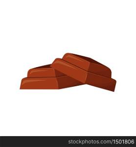 Chocolate pieces cartoon vector illustration. Crumpled cacao sweets flat color object. Dessert. Candy food. Source of magnesium and antioxidants isolated on white background. Chocolate pieces cartoon vector illustration