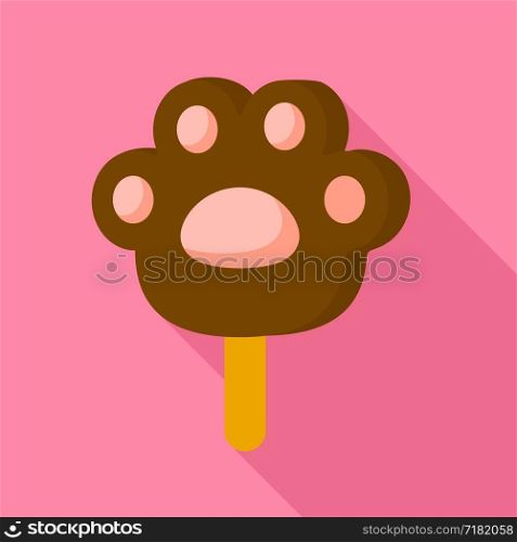 Chocolate puppy stamp popsicle icon. Flat illustration of chocolate puppy stamp popsicle vector icon for web design. Chocolate puppy stamp popsicle icon, flat style