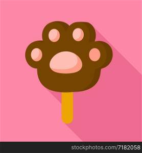 Chocolate puppy stamp popsicle icon. Flat illustration of chocolate puppy stamp popsicle vector icon for web design. Chocolate puppy stamp popsicle icon, flat style