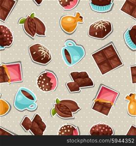 Chocolate seamless pattern with various tasty sweets and candies. Chocolate seamless pattern with various tasty sweets and candies.
