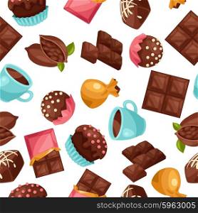 Chocolate seamless pattern with various tasty sweets and candies. Chocolate seamless pattern with various tasty sweets and candies.