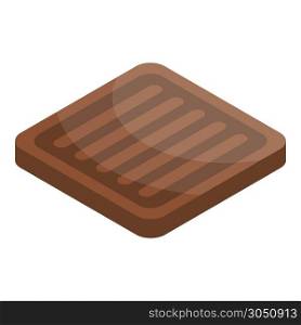 Chocolate square biscuit icon. Isometric of chocolate square biscuit vector icon for web design isolated on white background. Chocolate square biscuit icon, isometric style