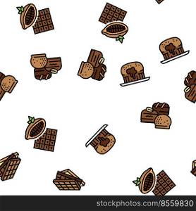 Chocolate Sweet Dessert And Drink Vector Seamless Pattern Thin Line Illustration. Chocolate Sweet Dessert And Drink vector seamless pattern