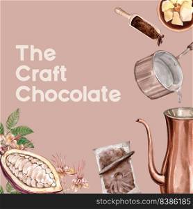 chocolate watercolor ingredients making chocolate bakery, egg, butter , illustration design
