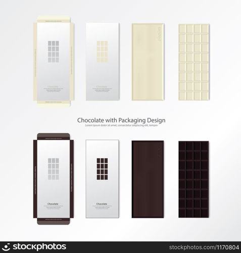 Chocolate with Packaging Design Vector Illustration