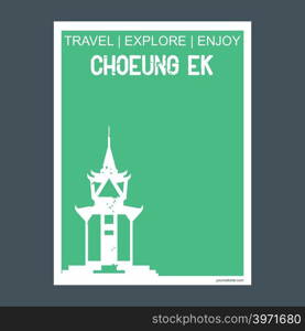 Choeung Ek Phnom Penh, Cambodia monument landmark brochure Flat style and typography vector