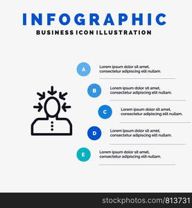 Choice, Choosing, Criticism, Human, Person Line icon with 5 steps presentation infographics Background