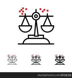 Choice, Conclusion, Court, Judgment, Law Bold and thin black line icon set