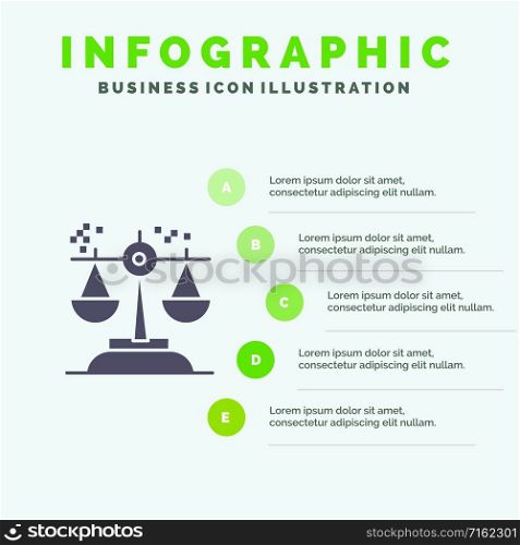 Choice, Conclusion, Court, Judgment, Law Solid Icon Infographics 5 Steps Presentation Background