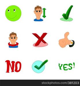 Choice failure icons set. Cartoon illustration of 9 choice failure vector icons for web. Choice failure icons set, cartoon style