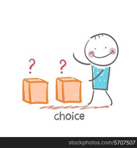 choice. Fun cartoon style illustration. The situation of life.