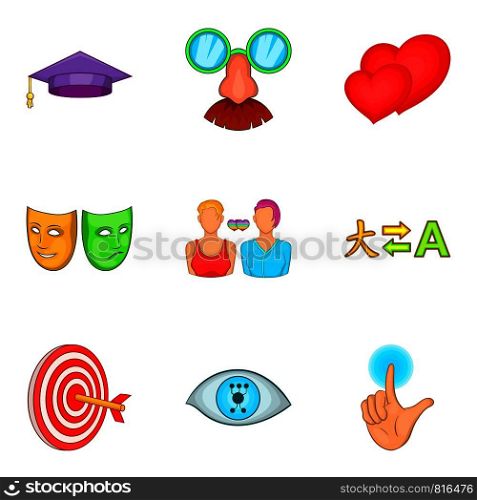 Choice icons set. Cartoon set of 9 choice vector icons for web isolated on white background. Choice icons set, cartoon style