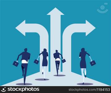 Choice way. Business team with crossroads and decision to success. Concept business decision vector illustration.