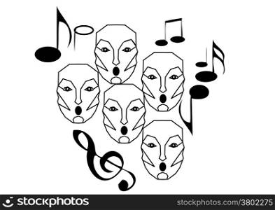 choir singing isolated on a white background
