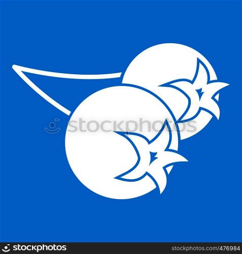 Chokeberry or aronia berry icon white isolated on blue background vector illustration. Chokeberry or aronia berry icon white