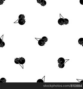 Chokeberry or aronia berry pattern repeat seamless in black color for any design. Vector geometric illustration. Chokeberry or aronia berry pattern seamless black