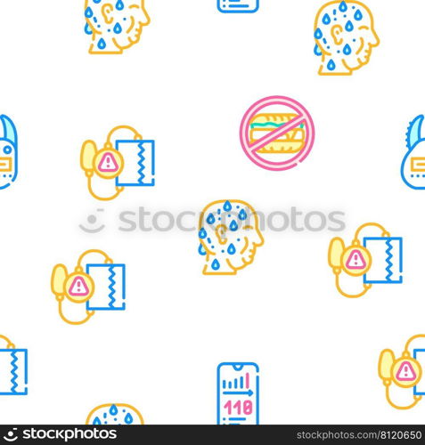 Cholesterol Overweight Vector Seamless Pattern Color Line Illustration. Cholesterol Overweight Vector Seamless Pattern