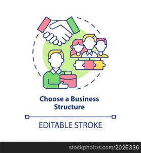 Choose business structure concept icon. Company organization providing business development abstract idea thin line illustration. Vector isolated outline color drawing. Editable stroke. Choose business structure concept icon