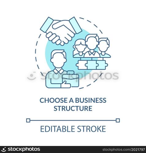 Choose business structure for startup concept icon. Company organization providing business development abstract idea thin line illustration. Vector isolated outline color drawing. Editable stroke. Choose business structure for startup concept icon