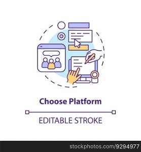 Choose platform concept icon. Potential customer. Social media. E commerce. Business solution. Community growth abstract idea thin line illustration. Isolated outline drawing. Editable stroke. Choose platform concept icon