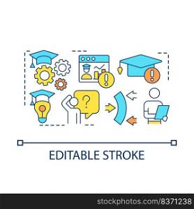 Choosing suitable learning method concept icon. Select appropriate educational strategy abstract idea thin line illustration. Flexible style. Isolated outline drawing. Editable stroke. Arial font used. Choosing suitable learning method concept icon