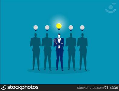 Choosing the right person. Find the right person. Concept of job, human resource.on blue background.